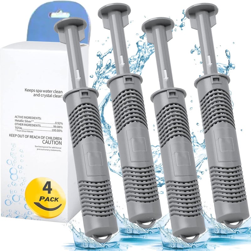 Bilinavy Spa Ag+ Mineral Sticks for Hot Tub, Silver Ion Mineral Cartridge Last for 4 Months Treats (4PCS, Grey) - Image 1